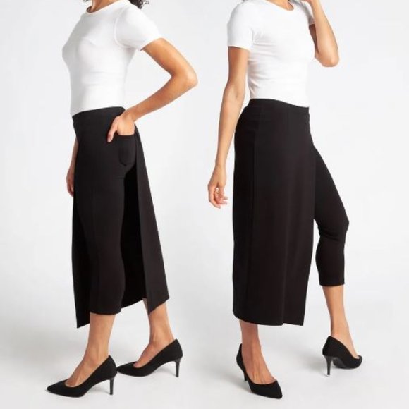 Betabrand Dresses & Skirts - Betabrand XL The Sassiest Pants Capri Midi Skirt Skort Pull On Stretch Black